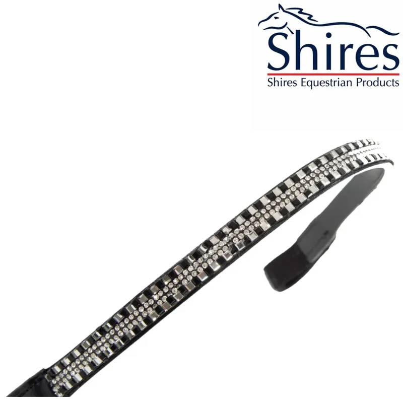 Shires Aviemore Fine Square Diamante Browband - Black 